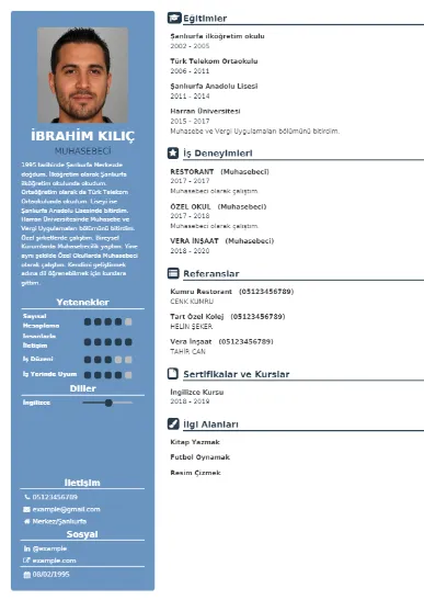 Muhasebeci Örnek cv indir